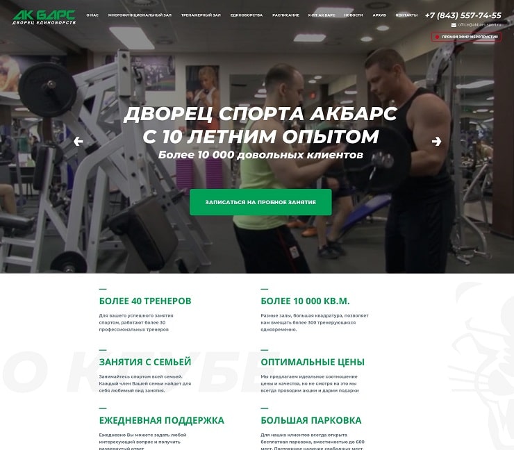 Сайт Дворца Единоборств «Ак Барс»